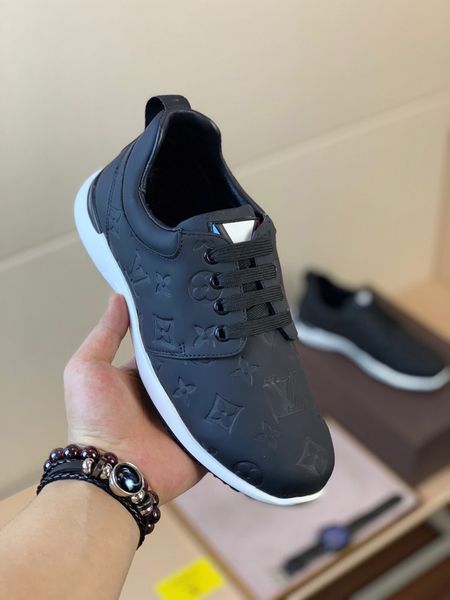 2020 genuine leather sneakers casual shoes running shoes men designers shoes sports trainers, Black