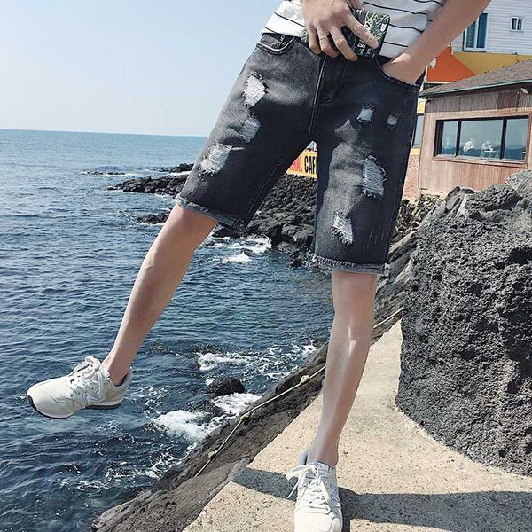 shredded denim shorts male 2020 tide summer five-point pants korean version of the trend of thin pants black jeans, Blue
shredded denim shorts male 2020 tide summer five-point pants korean version of the trend of thin pants black jeans, Blue