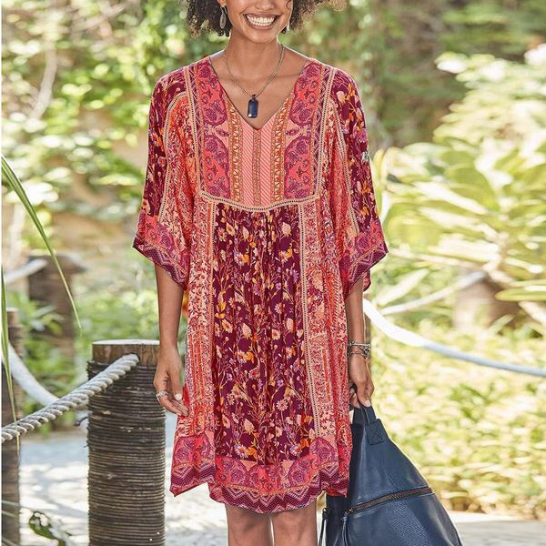dress floral print women fashion bohemian party print v neck plus size loose casual mini dress vestidos summer 2019, Black;gray
dress floral print women fashion bohemian party print v neck plus size loose casual mini dress vestidos summer 2019, Black;gray