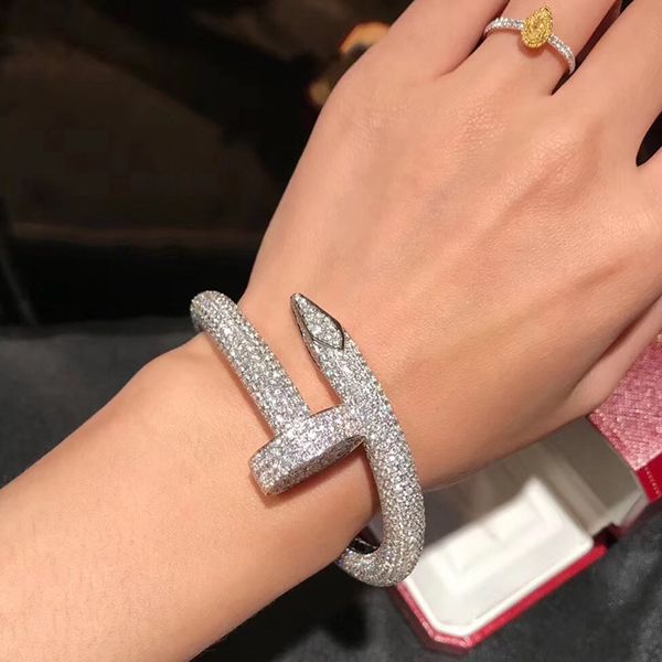 Cla ic brand pure 925 terling ilver jewelry for women full tone nail bangle big nail bangle wedding party fine jewelry, Black
Cla ic brand pure 925 terling ilver jewelry for women full tone nail bangle big nail bangle wedding party fine jewelry, Black
