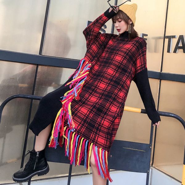 plaid tassels sweater dress woman 2019 winter thick sweater dress turtleneck pullovers female qyf1137, White;black
plaid tassels sweater dress woman 2019 winter thick sweater dress turtleneck pullovers female qyf1137, White;black