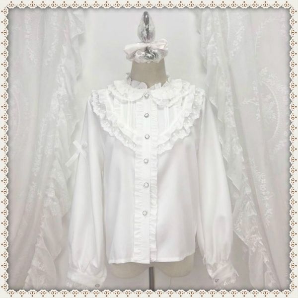 cute girl lace trim sweet women's blouse long sleeve shirt round collar autumn spring color white
cute girl lace trim sweet women's blouse long sleeve shirt round collar autumn spring color white