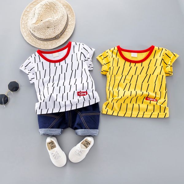 summer new infant boys set striped t shirt + denim shorts fashion clothes 2pcs sets children kids jeans clothing, White
summer new infant boys set striped t shirt + denim shorts fashion clothes 2pcs sets children kids jeans clothing, White