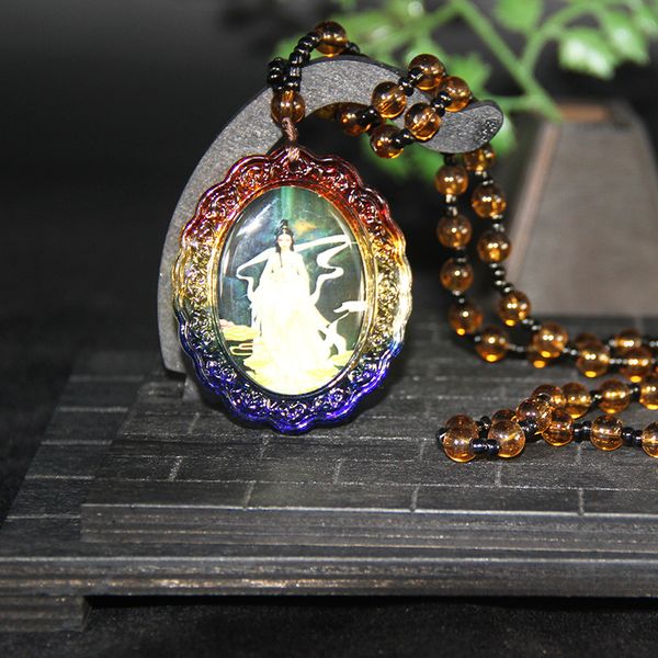 new coming oval crystal pendant necklace with fox lady image inside and crystal bead chain for personal interesting gifts, Silver
new coming oval crystal pendant necklace with fox lady image inside and crystal bead chain for personal interesting gifts, Silver