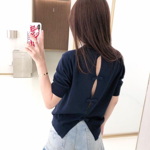 summer new women bow back hollow knitted sweater 2 color ddxgz2, White;black
summer new women bow back hollow knitted sweater 2 color ddxgz2, White;black
