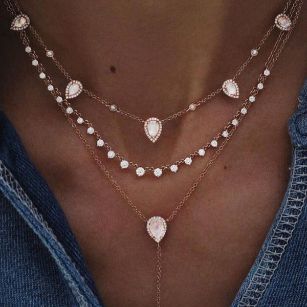 new boho fashion pendant necklaces for women vintage gold drop-shaped crystal necklace multilayer female jewelry wedding gift, Silver
new boho fashion pendant necklaces for women vintage gold drop-shaped crystal necklace multilayer female jewelry wedding gift, Silver