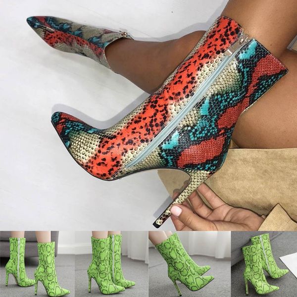 boot women fashion snake skin pointed toe calf side zipper heel short boots female autumn shoes plus size m50#, Black
boot women fashion snake skin pointed toe calf side zipper heel short boots female autumn shoes plus size m50#, Black