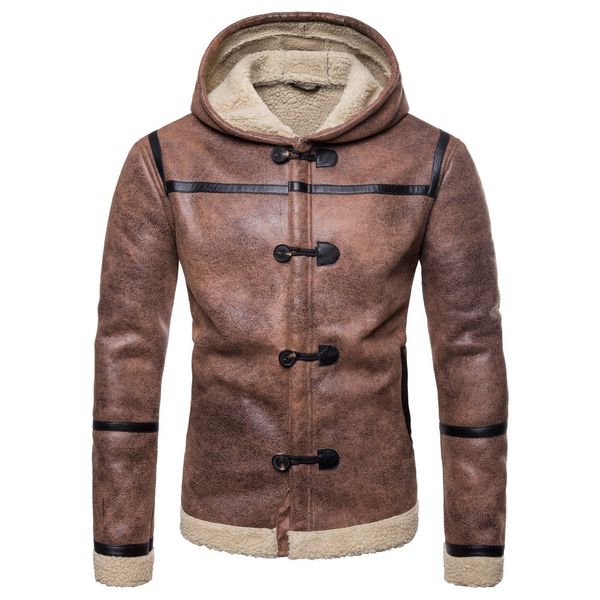 mens berber fleece pu faux leather jackets autumn winter male vintage punk hooded jacket high street coats, Black;brown
mens berber fleece pu faux leather jackets autumn winter male vintage punk hooded jacket high street coats, Black;brown