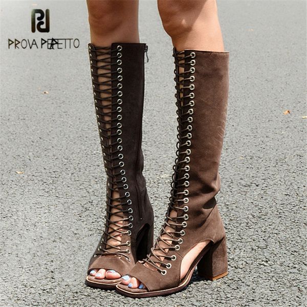 prova perfetto new design suede peep toe women summer boots hollow out lace up knee high boots high heel gladiator sandals, Black
prova perfetto new design suede peep toe women summer boots hollow out lace up knee high boots high heel gladiator sandals, Black