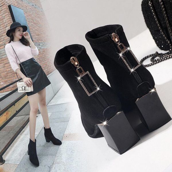 designer's new european and american celebrity shoes, women's shoes, martin boots, women's thick heels, square heels, high he, Black
designer's new european and american celebrity shoes, women's shoes, martin boots, women's thick heels, square heels, high he, Black