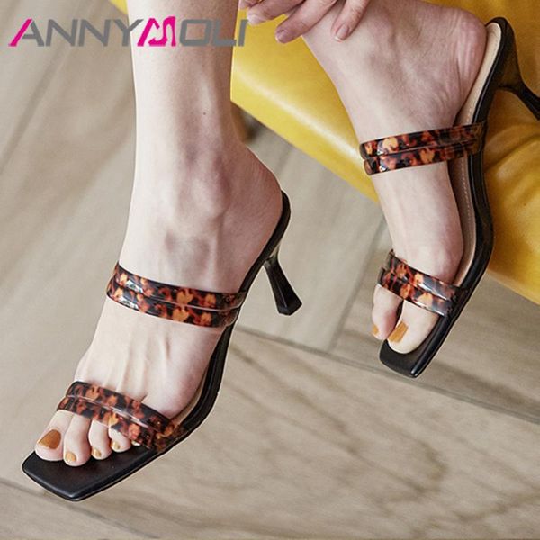annymoli woman slides narrow band high heels stiletto heel slippers casual female shoes square toe sandals summer big size 34-40, Black 
annymoli woman slides narrow band high heels stiletto heel slippers casual female shoes square toe sandals summer big size 34-40, Black