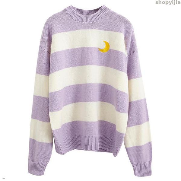 women's sweaters korean version of harajuku clothing color contrast striped moon sweater women college wind candy, White;black
women's sweaters korean version of harajuku clothing color contrast striped moon sweater women college wind candy, White;black