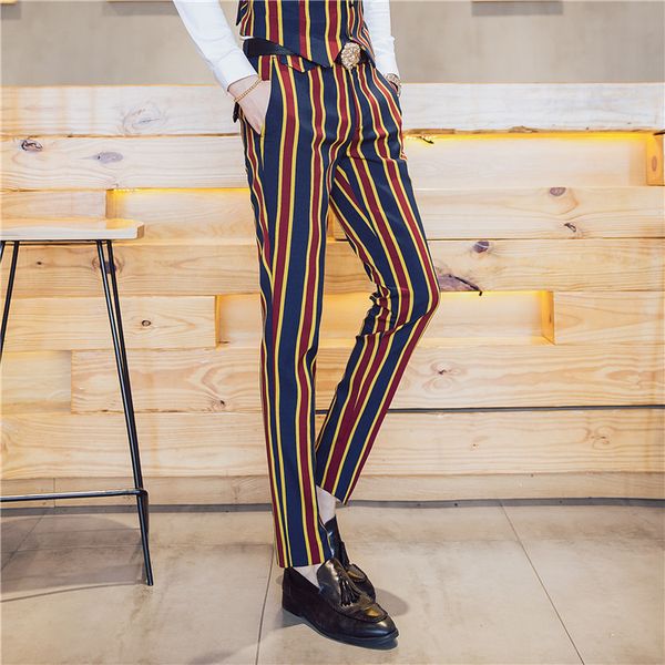 men's suits & blazers fashion stripe nightclub male suit pants men mens singer personality stage show trousers dress slim fit, White;black
men's suits & blazers fashion stripe nightclub male suit pants men mens singer personality stage show trousers dress slim fit, White;black