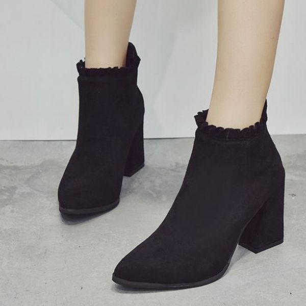 simple suede ankle boots women's short boot 2019 stylish winter evening party wedding high heel shoes pointed toe botas, Black
simple suede ankle boots women's short boot 2019 stylish winter evening party wedding high heel shoes pointed toe botas, Black