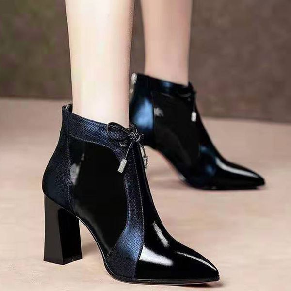rimocy blue patent leather ankle boots heels women fashion mixed color square heels botas mujer lace up autumn winter lady shoes, Black
rimocy blue patent leather ankle boots heels women fashion mixed color square heels botas mujer lace up autumn winter lady shoes, Black