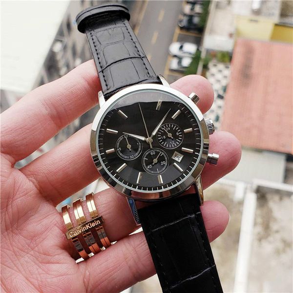 designer fashion luxury men's watch leather strap automatic date multi-function satch casual sports quartz watch small dial work, Slivery;brown
designer fashion luxury men's watch leather strap automatic date multi-function satch casual sports quartz watch small dial work, Slivery;brown