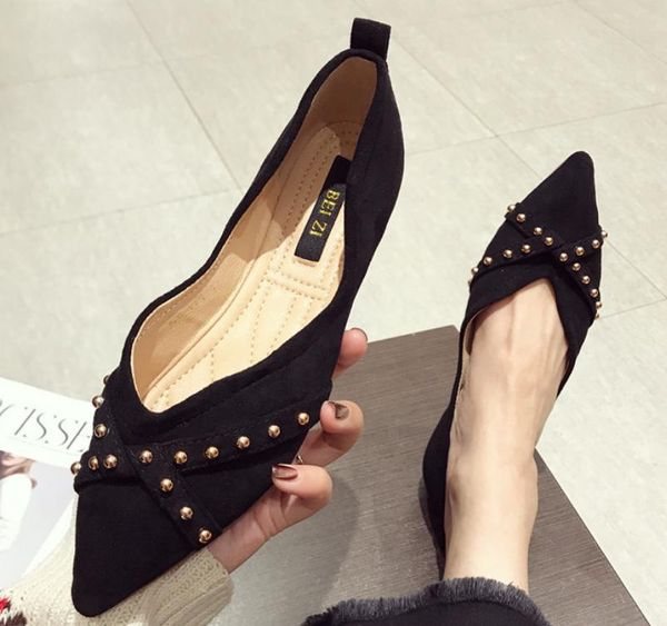 2019 women's shoes in spring and autumn with new style flat bottom pointed end suede@2072, Black
2019 women's shoes in spring and autumn with new style flat bottom pointed end suede@2072, Black
