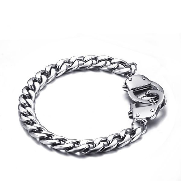 stainless steel handcuffs bracelet mens accessories chain on hand charm personalized punk couple jewelry, White
stainless steel handcuffs bracelet mens accessories chain on hand charm personalized punk couple jewelry, White