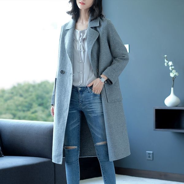 women's wool & blends long woolen cashmere coats for women 2021 autumn winter ladies jackets plus size overcoats grey double sided casu, Black
women's wool & blends long woolen cashmere coats for women 2021 autumn winter ladies jackets plus size overcoats grey double sided casu, Black