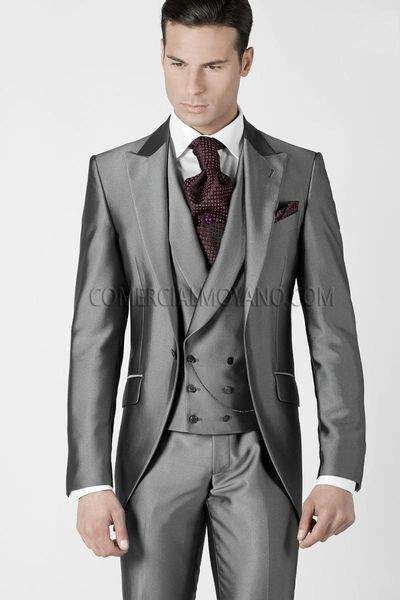 fashion shiny grey groom tuxedos peak lapel groomsmen mens wedding dress handsome man jacket blazer 3 piece suit jacket pants vest tie 916, Black;gray
fashion shiny grey groom tuxedos peak lapel groomsmen mens wedding dress handsome man jacket blazer 3 piece suit jacket pants vest tie 916, Black;gray