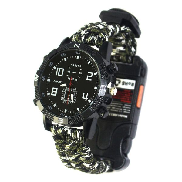 outdoor survival multifunctional watch all-in-one watch with compass thermometer whistle umbrella rope woven new arrival
outdoor survival multifunctional watch all-in-one watch with compass thermometer whistle umbrella rope woven new arrival