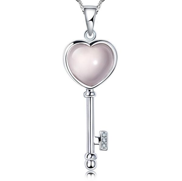 wholesale-(without chain) luxury design quartz pink crystal love key pendant necklace hypoallergenic jewelry gift for women, Silver 
wholesale-(without chain) luxury design quartz pink crystal love key pendant necklace hypoallergenic jewelry gift for women, Silver