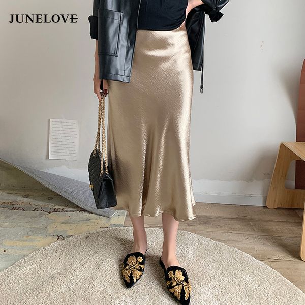 junelove women summer glossy satin trumpet skirts high waist skirt silver gold midi skirt metallic color party skirts bottoms y19043002, Black
junelove women summer glossy satin trumpet skirts high waist skirt silver gold midi skirt metallic color party skirts bottoms y19043002, Black