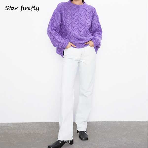 star firefly wild round neck long-sleeved purple knitwear female 2019 casual loose large size eight-knit sweater women, White;black
star firefly wild round neck long-sleeved purple knitwear female 2019 casual loose large size eight-knit sweater women, White;black