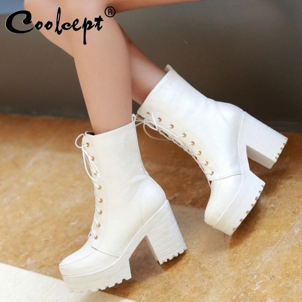coolcept women mid calf boots winter keep warm white shoes women square heels cross strap platform footwear female size 33-43, Black
coolcept women mid calf boots winter keep warm white shoes women square heels cross strap platform footwear female size 33-43, Black