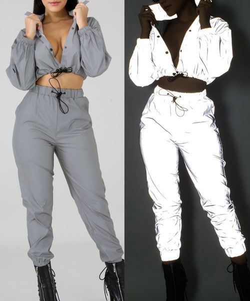 reflect clothing set for women long sleev + pant refleck night wear club party clothing set women tracksuits, Gray
reflect clothing set for women long sleev + pant refleck night wear club party clothing set women tracksuits, Gray