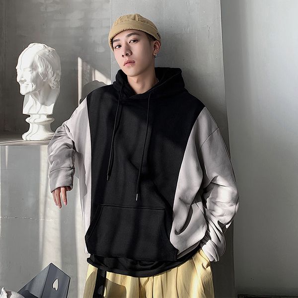 2019 autumn new korean men's national tide color hooded round neck contrast loose street casual pullover harajuku, Black
2019 autumn new korean men's national tide color hooded round neck contrast loose street casual pullover harajuku, Black
