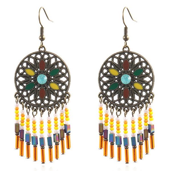 european and american fashion jewelry retro bohemian national wind earrings long rice beads tassel earrings, Silver
european and american fashion jewelry retro bohemian national wind earrings long rice beads tassel earrings, Silver