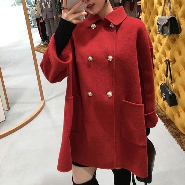 net red goddess models 2019spring women's new hepburn style popular medium length double-breasted solid color woolen coat female, Black
net red goddess models 2019spring women's new hepburn style popular medium length double-breasted solid color woolen coat female, Black