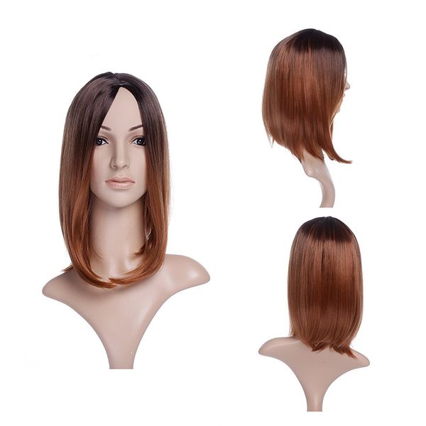

straight bobo hair wigs centre parting medium straight synthstic hair wigs 15 colors mixed color ing, Black