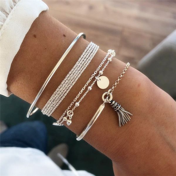 charm bracelets multilayer thick chain bangles boho beads sequins bracelet set for women alloy tassel jewelry, Golden;silver
charm bracelets multilayer thick chain bangles boho beads sequins bracelet set for women alloy tassel jewelry, Golden;silver