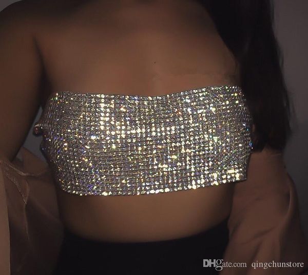 2019 nightclub metallic flash rhinestone stay chain strapless vest backless women's three colors ize, White
2019 nightclub metallic flash rhinestone stay chain strapless vest backless women's three colors ize, White
