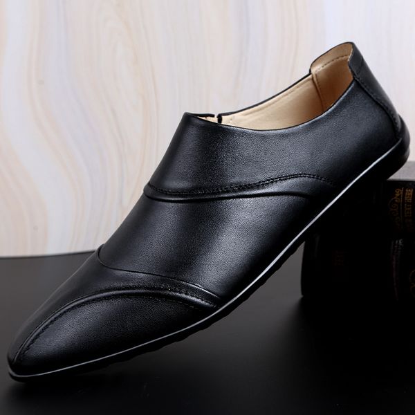 men genuine leather shoes slip on pointed toe man flat classic men dress shoes buckle italian formal loafers fashion moccasins 5, Black
men genuine leather shoes slip on pointed toe man flat classic men dress shoes buckle italian formal loafers fashion moccasins 5, Black