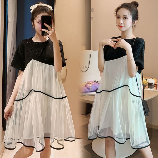 627#maternity clothes summer chiffon short sleeve loose gauze a line stylish dress for pregnant women pregnancy clothes, White
627#maternity clothes summer chiffon short sleeve loose gauze a line stylish dress for pregnant women pregnancy clothes, White