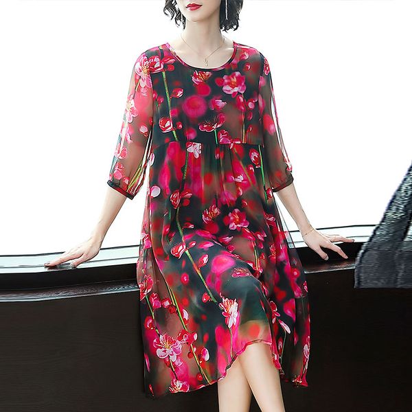 summer new 2019 women vintage floral print midi silk dress women loose round neck dress vestidos feminina, Black;gray
summer new 2019 women vintage floral print midi silk dress women loose round neck dress vestidos feminina, Black;gray