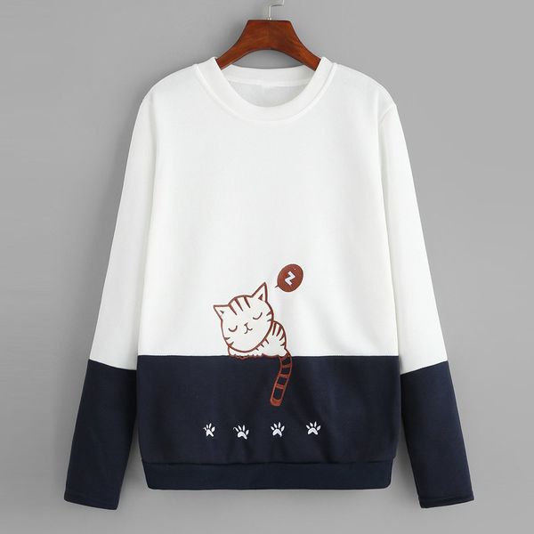 women sweatshirt hoodies kawaii cat printed embroidery casual patchwork blouse pullover autumn spring women sweatshirt 2019, Black
women sweatshirt hoodies kawaii cat printed embroidery casual patchwork blouse pullover autumn spring women sweatshirt 2019, Black