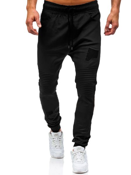 men's pants fashion mens knee fold sweatpants casual men drawstring jogger solid leisure male, Black
men's pants fashion mens knee fold sweatpants casual men drawstring jogger solid leisure male, Black
