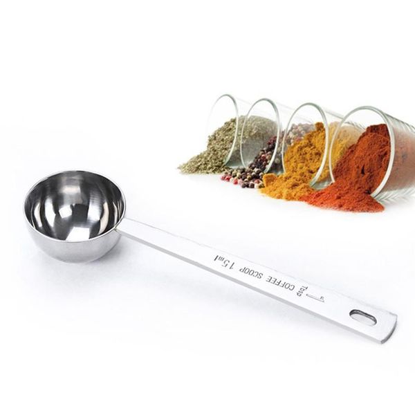 5 pcs 15ml stainless steel spoons milk sugar mini long handle measuring coffee bean spoons scoops for office home kitchen