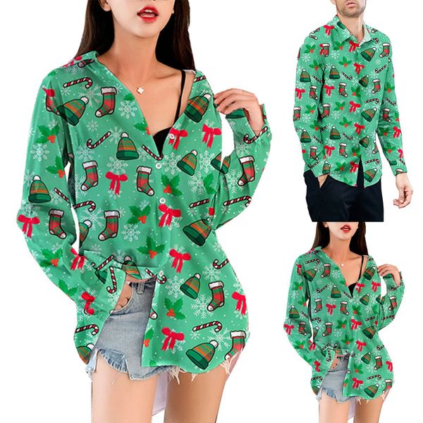 feitong snowflakes printed christmas shirt men women couple blouses fashion new style casual green camisas hombre, White;black
feitong snowflakes printed christmas shirt men women couple blouses fashion new style casual green camisas hombre, White;black