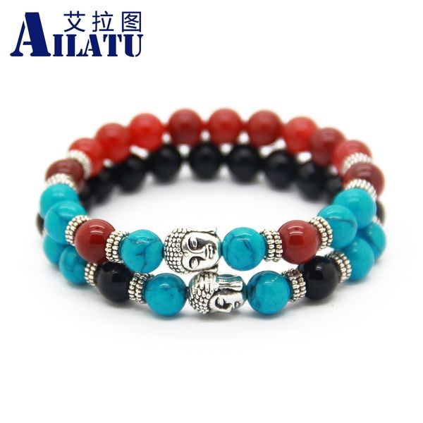 ailatu wholesale men & women couple 8mm beaded natural stone beads buddha meditation bracelet, Golden;silver
ailatu wholesale men & women couple 8mm beaded natural stone beads buddha meditation bracelet, Golden;silver