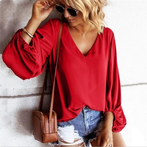 2020 summer new fashion women's chiffon shirt ladies loose v-neck lantern sleeve cuff elastic large size solid color, White
2020 summer new fashion women's chiffon shirt ladies loose v-neck lantern sleeve cuff elastic large size solid color, White