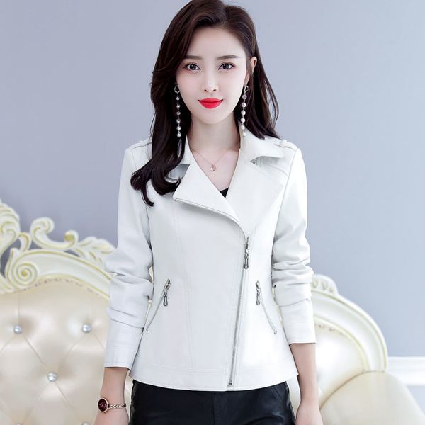 2020 autumn and winter new ladies fashion large size lapel slim short leather jacket, Black
2020 autumn and winter new ladies fashion large size lapel slim short leather jacket, Black