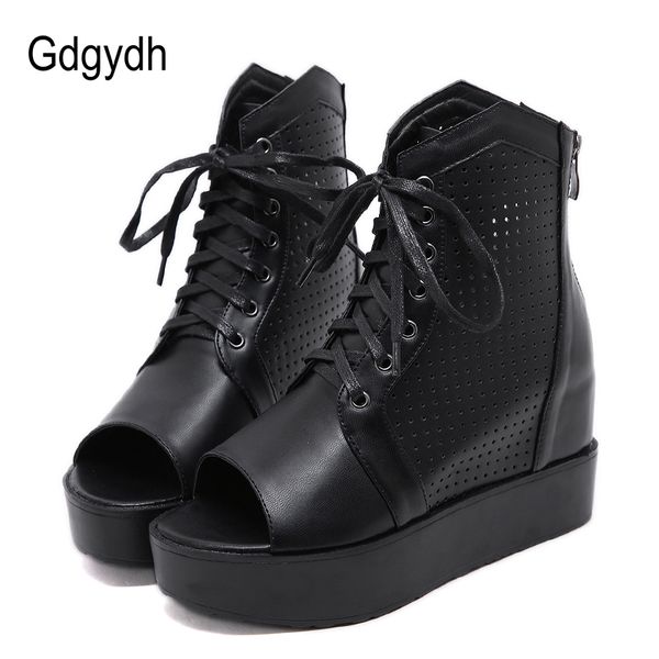 gdgydh waterproof wedge platform boots woman open toe lace-up spring summer shoes women worker student shoes good quality 2019, Black
gdgydh waterproof wedge platform boots woman open toe lace-up spring summer shoes women worker student shoes good quality 2019, Black