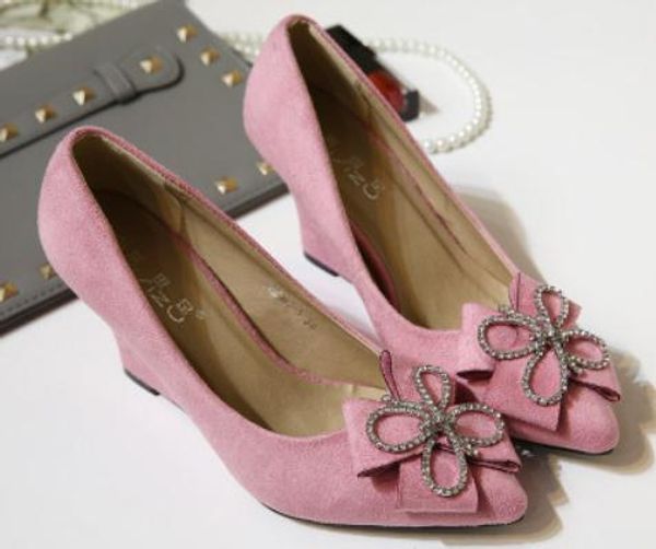 2019 women's shoes in spring and autumn with new style slope heel pointed end bowknot suede #173, Black
2019 women's shoes in spring and autumn with new style slope heel pointed end bowknot suede #173, Black