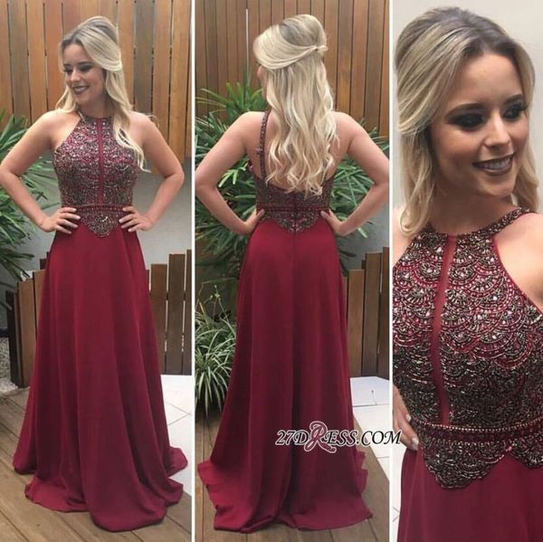 glamorous burgundy halter sleeveless prom dress 2020 long beadings evening gowns, White;black
glamorous burgundy halter sleeveless prom dress 2020 long beadings evening gowns, White;black