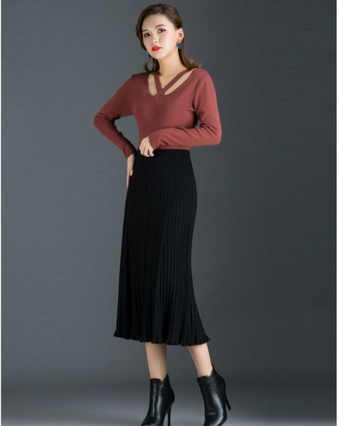 black pleated korean skirt high waist a-line skirt long plus size knitted autumn winter thin slim office wear elegant hot
black pleated korean skirt high waist a-line skirt long plus size knitted autumn winter thin slim office wear elegant hot